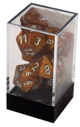 7 DICE, GOLD WITH SILVER -  GLITTER