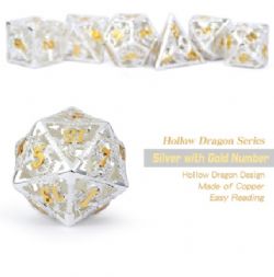 7 DICE, HOLLOW SET, DRAGON SILVER AND GOLD