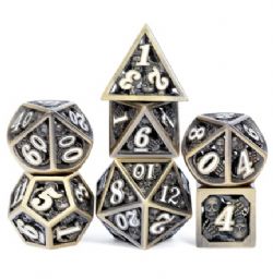 7 DICE, HOLLOW SET, SKULL BRONZE AND WHITE