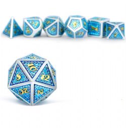 7 DICE, METAL & ENAMEL DICE SET, POSEIDON