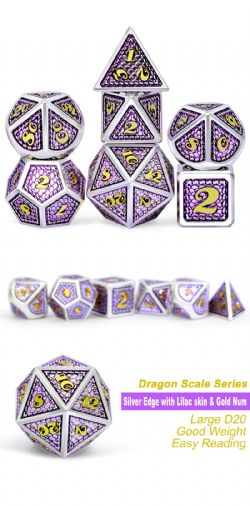 7 DICE, METAL & ENAMEL DICE SET, REGAL