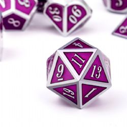 7 DICE, METAL & ENAMEL DICE SET, ULTRAVIOLET & SILVER