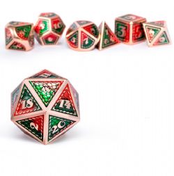 7 DICE, METAL & ENAMEL SET, QUETZAL