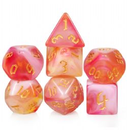 7 DICE, RESIN DICE SET, FLAMINGO