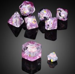 7 DICE, RESIN DICE SET, TRANSPARENT WITH CARS