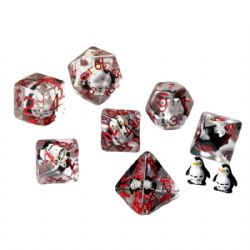 7 DICE, RESIN DICE SET, TRANSPARENT WITH PENGUINS