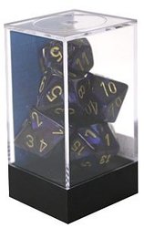 7 DICE, ROYAL BLUE WITH GOLD -  SCARAB