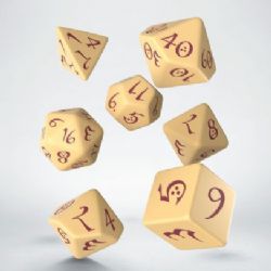 7 DICE RPG SET -  7 DICE, BEIGE AND BURGUNDY -  CLASSIC RPG DICE SET Q-WORKSHOP