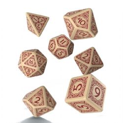 7 DICE RPG SET -  7 DICE, BEIGE AND BURGUNDY -  VIKING Q-WORKSHOP