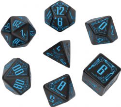 7 DICE RPG SET -  7 DICE, BLACK AND BLUE -  GALACTIC Q-WORKSHOP