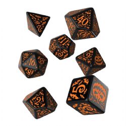 7 DICE RPG SET -  7 DICE, BLACK AND ORANGE -  HALLOWEEN Q-WORKSHOP