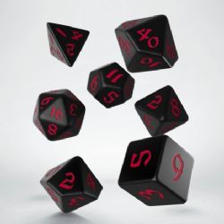 7 DICE RPG SET -  7 DICE, BLACK AND RED -  RUNIC Q-WORKSHOP