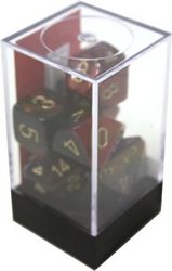 7 DICE RPG SET -  7 DICE, BLACK AND RED WITH GOLD -  GEMINI CHX