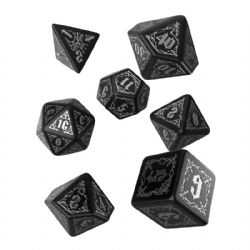 7 DICE RPG SET -  7 DICE, BLACK AND SILVER -  BLOODSUCKER Q-WORKSHOP