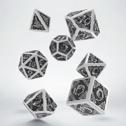 7 DICE RPG SET -  7 DICE, BLACK AND WHITE -  CELTIC Q-WORKSHOP