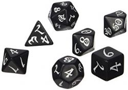 7 DICE RPG SET -  7 DICE, BLACK AND WHITE -  CLASSIC RPG DICE SET Q-WORKSHOP