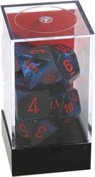 7 DICE RPG SET -  7 DICE, BLACK/STARLIGHT WITH RED NUMBERS -  GEMINI CHX