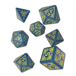 7 DICE RPG SET -  7 DICE, BLUE AND YELLOW -  ARCADE Q-WORKSHOP