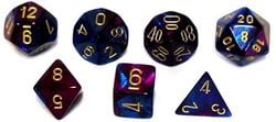 7 DICE RPG SET -  7 DICE, BLUE-PURPLE/GOLD -  GEMINI CHX