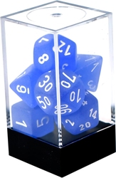 7 DICE RPG SET -  7 DICE, BLUE/WHITE -  FROSTED CHX