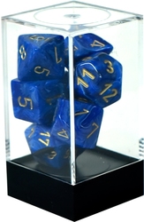 7 DICE RPG SET -  7 DICE, BLUE WITH GOLD -  VORTEX CHX