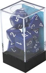 7 DICE RPG SET -  7 DICE, BLUE WITH WHITE CHX