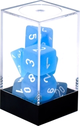 7 DICE RPG SET -  7 DICE, CARIBBEAN BLUE/WHITE -  FROSTED CHX