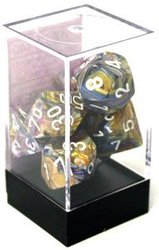 7 DICE RPG SET -  7 DICE, CAROUSEL WITH WHITE -  FESTIVE CHX