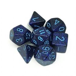 7 DICE RPG SET -  7 DICE, COBALT -  SPECKLED CHX