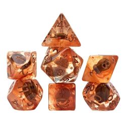 7 DICE RPG SET -  7 DICE, COFFEE -  INCLUSION DICE