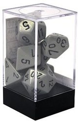 7 DICE RPG SET -  7 DICE, DARK GREY WITH BLACK -  OPAQUE CHX