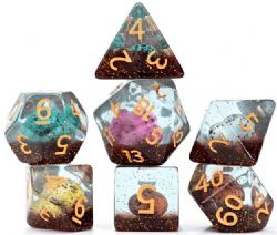 7 DICE RPG SET -  7 DICE, DINOSAUR EGGS -  INCLUSION DICE