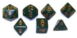 7 DICE RPG SET -  7 DICE, DUSTY GREEN -  OPAQUE CHX