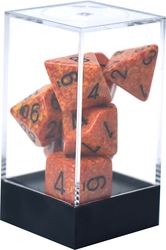 7 DICE RPG SET -  7 DICE, FIRE -  SPECKLED CHX