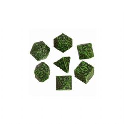 7 DICE RPG SET -  7 DICE, FOREST, BLACK AND GREEN -  FOREST Q-WORKSHOP