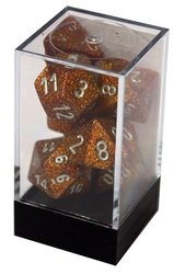 7 DICE RPG SET -  7 DICE, GOLD WITH SILVER -  GLITTER CHX