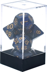 7 DICE RPG SET -  7 DICE, GOLDEN COBALT -  SPECKLED CHX