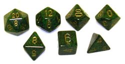 7 DICE RPG SET -  7 DICE, GOLDEN RECON -  SPECKLED CHX