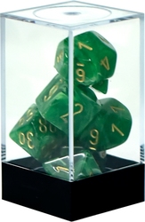 7 DICE RPG SET -  7 DICE, GREEN WITH GOLD -  VORTEX CHX