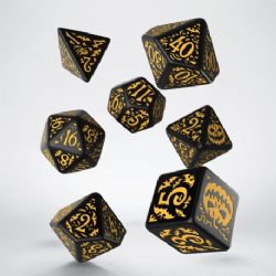 7 DICE RPG SET -  7 DICE, HALLOWEEN BLACK AND GLOW IN THE DARK Q-WORKSHOP