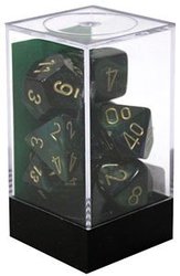 7 DICE RPG SET -  7 DICE, JADE WITH GOLD -  SCARAB CHX