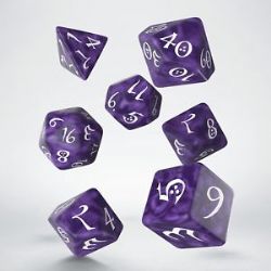 7 DICE RPG SET -  7 DICE, LAVENDER AND WHITE -  CLASSIC RPG DICE SET Q-WORKSHOP