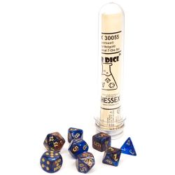 7 DICE RPG SET -  7 DICE, LUSTROUS AZURITE/GOLD WITH BONUS DICE -  LUSTROUS CHX