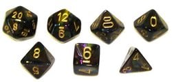 7 DICE RPG SET -  7 DICE, LUSTROUS POLY, SHADOW SET -  LUSTROUS CHX