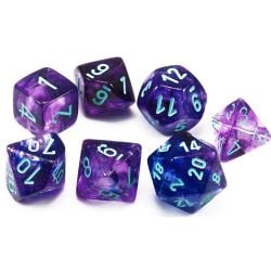 7 DICE RPG SET -  7 DICE, NOCTURNAL WITH BLUE -  NEBULA CHX