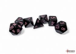 7 DICE RPG SET -  7 DICE, OPAQUE BLACK/PINK -  OPAQUE CHX