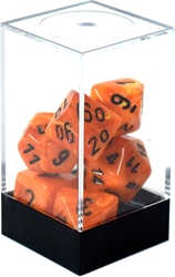 7 DICE RPG SET -  7 DICE, ORANGE WITH BLACK -  VORTEX CHX