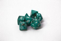 7 DICE RPG SET -  7 DICE, OXI-COPPER WITH WHITE -  MARBLE CHX