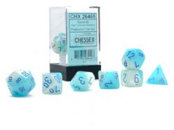 7 DICE RPG SET -  7 DICE, PEARL TURQUOISE-WHITE/BLUE CHX