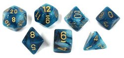 7 DICE RPG SET -  7 DICE, PHANTOM, TEAL WITH GOLD -  PHANTOM CHX